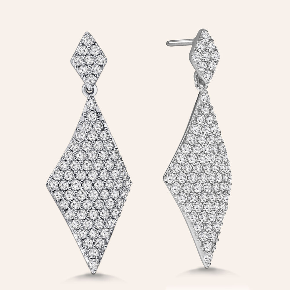 "All that Glam" 3.5ctw Pave Double Diamond Drop Earrings