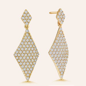 "All that Glam" 3.5ctw Pave Double Diamond Drop Earrings
