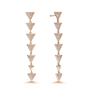 "Radiant Spikes" 2.2ctw Pave Linear Triangles Drop Earrings