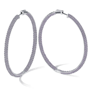 “The Grand” Silver Plated Pave Crystal Inside-outside Hoop Earrings