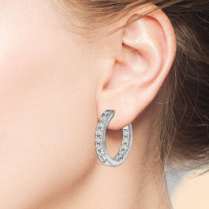 “1 Row Petite” 1.4ctw  Inside-outside Hoop Earrings