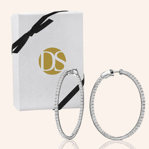 “1 Row Grand” 1.1ctw  Inside-outside Hoop Earrings