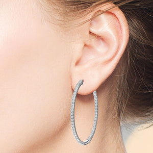 “1 Row Grand” 1.1ctw  Inside-outside Hoop Earrings