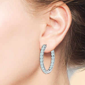 “1 Row Medium” 2.0ctw  Inside-outside Hoop Earrings