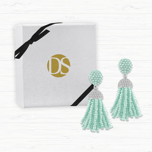 “The Petite Tassel” Pave Crystals & Seed Beads Drop Earrings