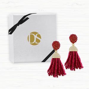 “The Petite Tassel” Pave Crystals & Seed Beads Drop Earrings