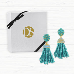 “The Petite Tassel” Pave Crystals & Seed Beads Drop Earrings