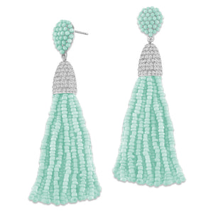 “Time to Tassel” Pave Crystals & Seed Beads Drop Earrings