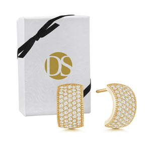 "Shimmering Touch" 2.6ctw Pave Hoop Earrings