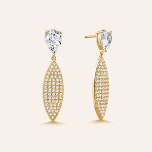 "Elegant Affair" 4.6ctw Pear Post Pave Navette Drop Earrings