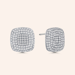 "Uptown Girl" 2.8ctw Micro-Pave Indented Square Post Earrings