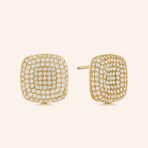 "Uptown Girl" 2.8ctw Micro-Pave Indented Square Post Earrings