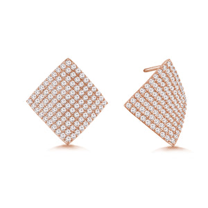 "Glitz and Glam"  4.6ctw Pave Concave Diamond Shape Post Earrings