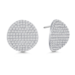 "Aspen Elegance" 5.56ctw Pave Domed Circle Shape Post Earrings