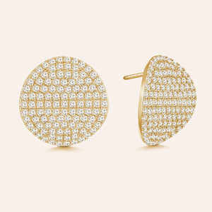 "Aspen Elegance" 5.56ctw Pave Domed Circle Shape Post Earrings
