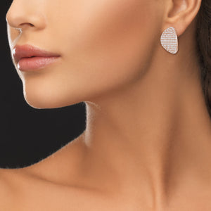 "Aspen Elegance" 5.56ctw Pave Domed Circle Shape Post Earrings