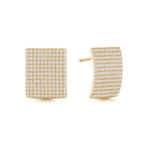 "Squared with Love" 2.9ctw Pave omed Rectagular Shape Post Earrings