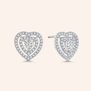 "Filled with Love" 1.8ctw Pave Open Hearts Post Earrings