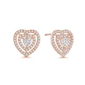 "Filled with Love" 1.8ctw Pave Open Hearts Post Earrings