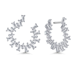 "Baguette Perfection" 3.5ctw Prong-Set Baguette Circle Shape Earrings