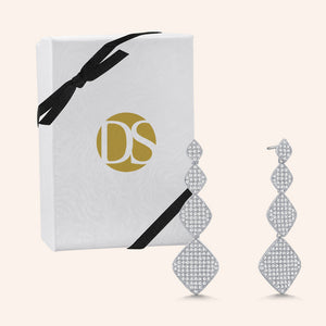 "Princess Glitz" 3.2 ctw Micro-Pave Stations Drop Earrings