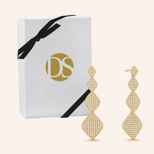 "Princess Glitz" 3.2 ctw Micro-Pave Stations Drop Earrings