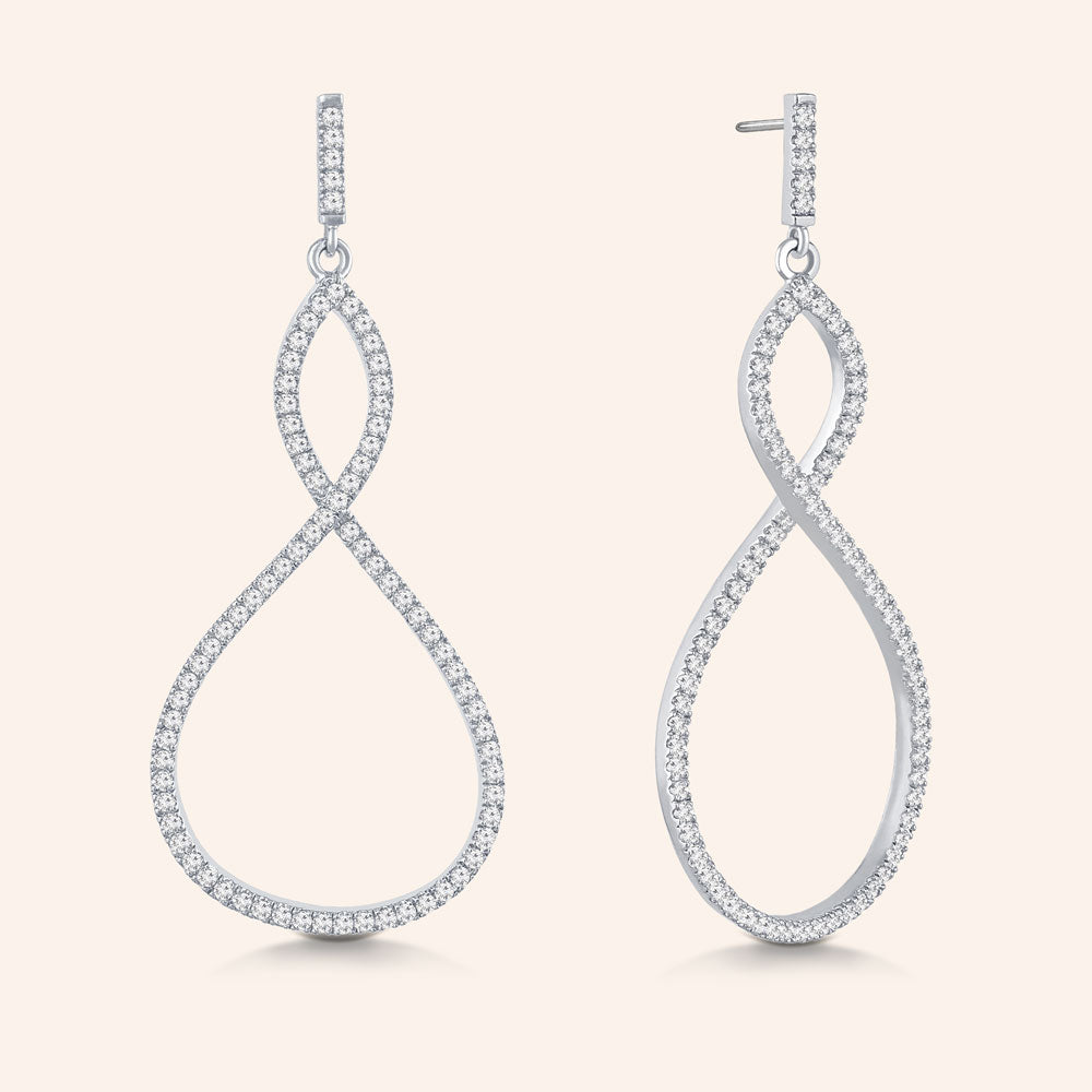 "Infinite Elegance" 2.1ctw Pave Infinity Symbol Drop Earrings