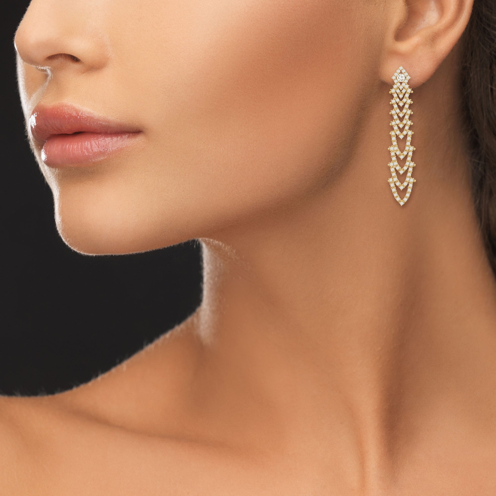 "Precious Diva" 3.2ctw Pave  Stations Drop Earrings