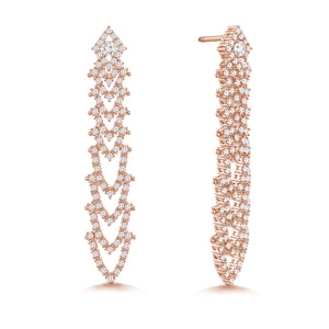 "Precious Diva" 3.2ctw Pave  Stations Drop Earrings