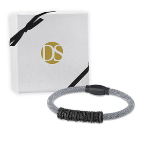 "Everlast Icon" Micro-Pave Center Station Diamond Cut Mesh Magnetic Closure Bracelet