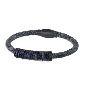 "Everlast Icon" Micro-Pave Center Station Diamond Cut Mesh Magnetic Closure Bracelet