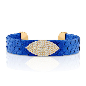 "Exotic Amulet"  Micro-Pave Genuine Leather Adjustable Cuff