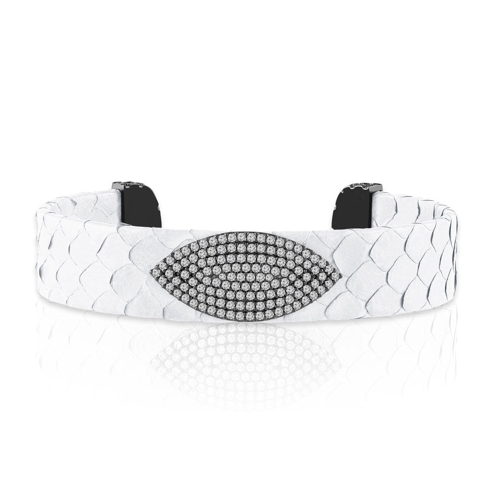 "Exotic Amulet"  Micro-Pave Genuine Leather Adjustable Cuff