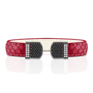 "Enchanting Armor" Micro-Pave  Genuine Leather Adjustable Cuff