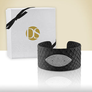 "Exotic Confidence" Micro-Pave  Genuine Leather Adjustable Cuff