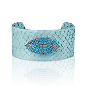 "Exotic Confidence" Micro-Pave  Genuine Leather Adjustable Cuff