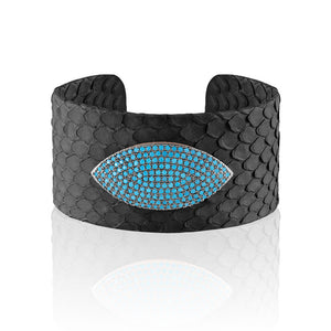 "Exotic Confidence" Micro-Pave  Genuine Leather Adjustable Cuff