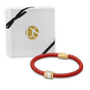 "Charming Baguette" Woven Genuine Leather Bracelet