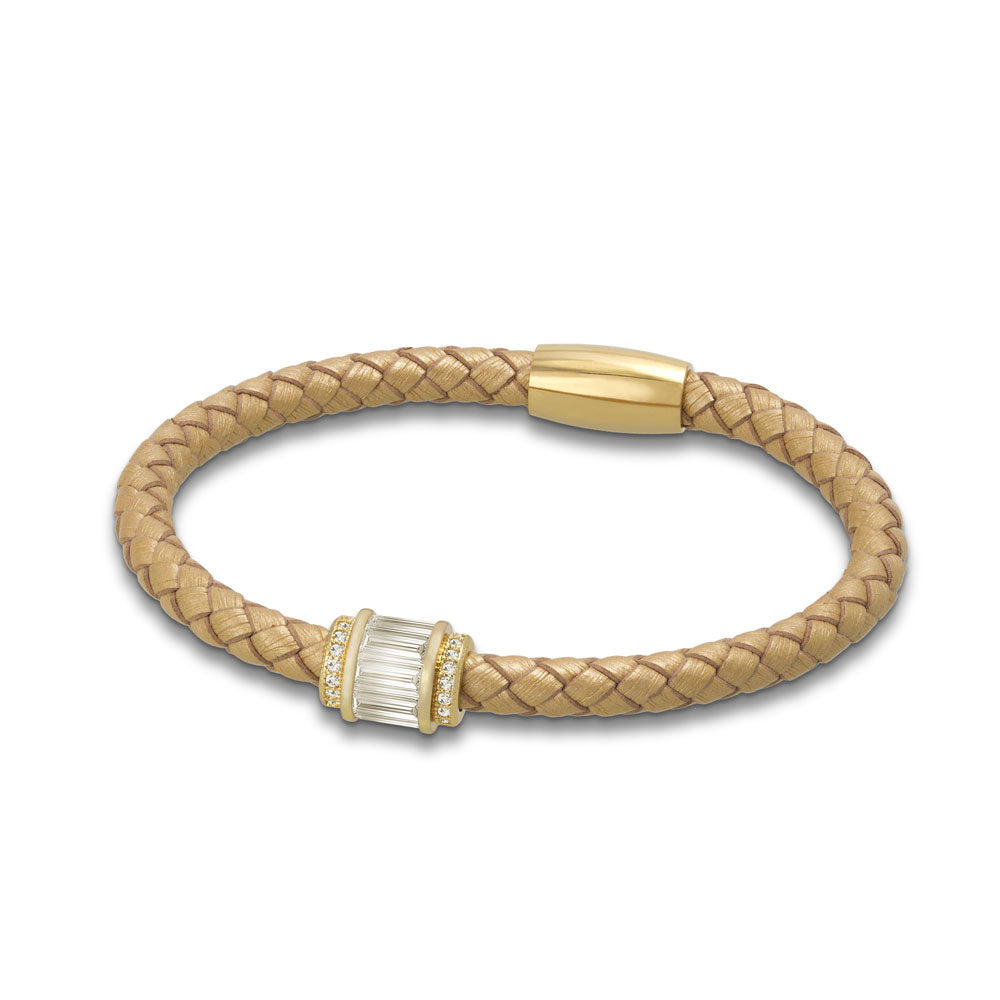 "Charming Baguette" Woven Genuine Leather Bracelet