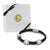 "Alluring Baguette" 2 Row Woven Genuine Leather Bracelet - Silver -  Black
