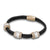 "Alluring Baguette" 2 Row Woven Genuine Leather Bracelet