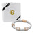 "Alluring Baguette" 2 Row Woven Genuine Leather Bracelet - Rose Gold -  White