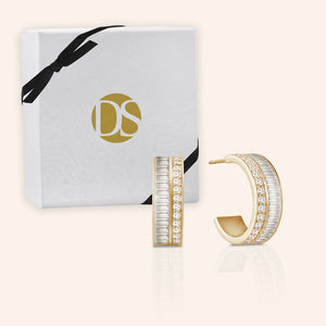 "Petite Baguette"  3.4ctw Hoop Earrings