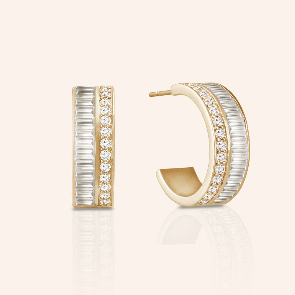 "Petite Baguette"  3.4ctw Hoop Earrings