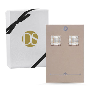 "Princess Grace" 2.6CTW Baguette Stud Earrings .925 Sterling Silver