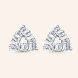 "Three Sides of Love" 3.1CTW Baguette Triangle Stud Earrings