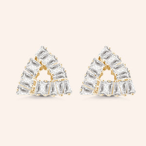 "Three Sides of Love" 3.1CTW Baguette Triangle Stud Earrings