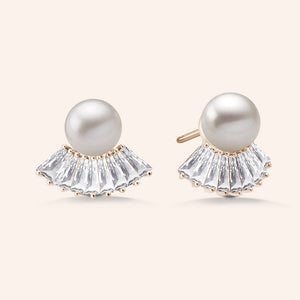 "Pearl Bloom" 2.7CTW Baguette Stud Earrings