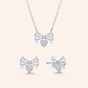 "Bow Down" 2.9CTW Baguette Stud Earrings and Necklace Set