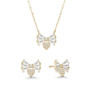 "Bow Down" 2.9CTW Baguette Stud Earrings and Necklace Set